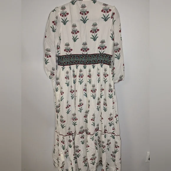 Inde Rooh Jaipuri Print Cotton A Line Maxi Dress Size Small - Picture 10 of 11
